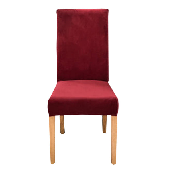 Wine Red Velvet Plush Stretch Slipcover Elastic Spandex Chair Cover For Dining Room Kitchen Wedding Banquet Hotel Slipcovers