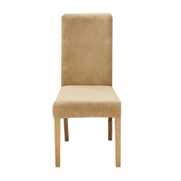 Beige Velvet Plush Stretch Slipcover Elastic Spandex Chair Cover For Dining Room Kitchen Wedding Banquet Hotel Slipcovers