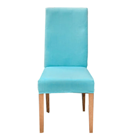 Chair Cover Aqua Blue Velvet Plush Stretch Slipcover For Dining Room Kitchen Slipcovers