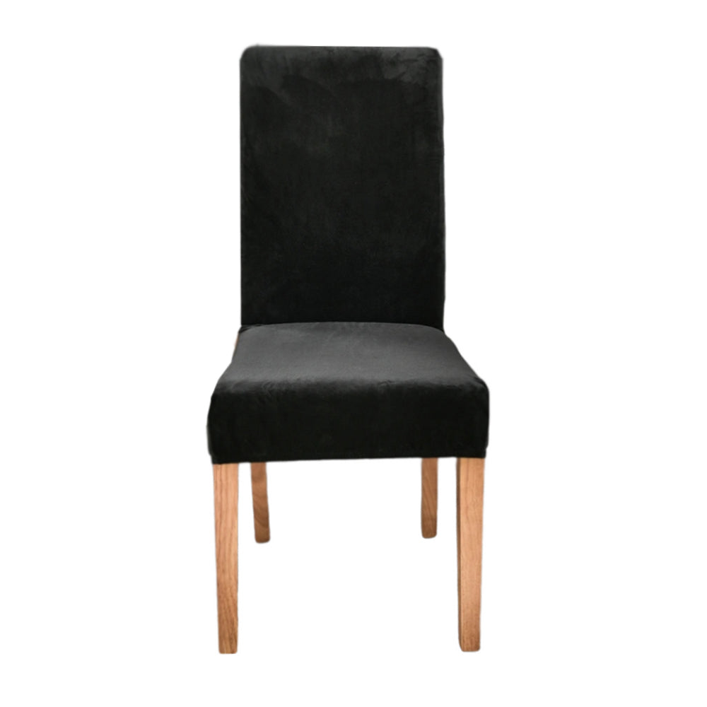 Black Velvet Plush Stretch Chair Slipcover For Dining Room Kitchen Events Slipcovers