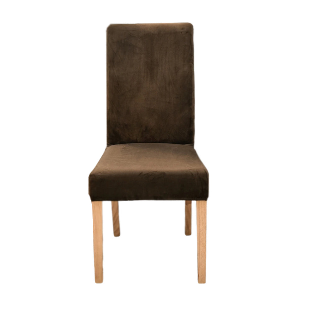 Coffee Velvet Plush Stretch Slipcover Elastic Spandex Chair Cover For Dining Room Kitchen Wedding Banquet Hotel Slipcovers