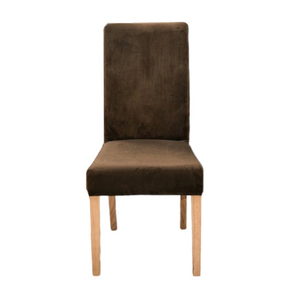 Coffee Velvet Plush Stretch Slipcover Elastic Spandex Chair Cover For Dining Room Kitchen Wedding Banquet Hotel Slipcovers