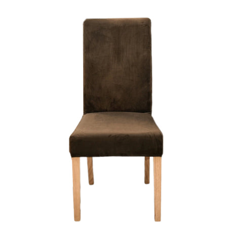 Coffee Velvet Plush Stretch Slipcover Elastic Spandex Chair Cover For Dining Room Kitchen Wedding Banquet Hotel Slipcovers