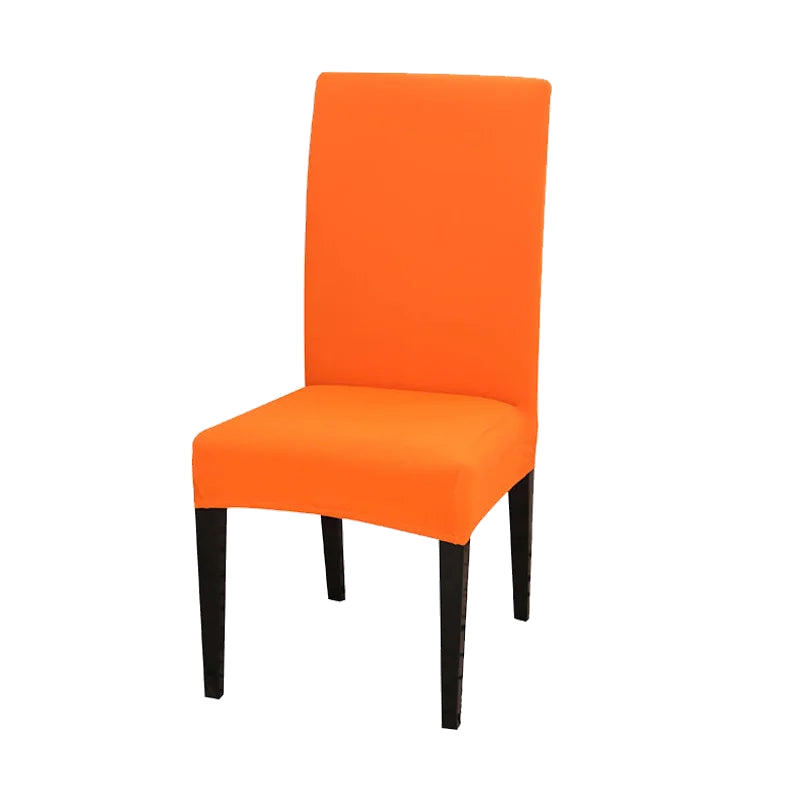 Chair Cover Plain Orange Anti Dirt Elastic Material For Dining Room Kitchen Slipcovers