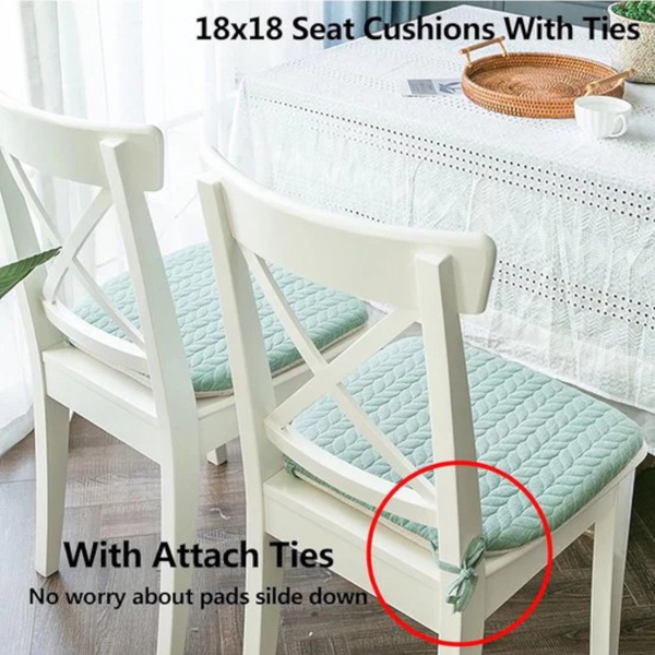 Chair Cushions 2 Pieces Seat Removable And Washable With Straps Kitchen 40 X 43 Cm Covers Suitable For Garden Chairs Dining Or Office Green Cushions &