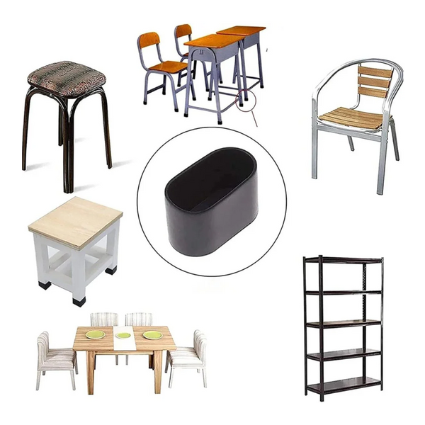 Chair Leg Caps 20 Pieces Protectors Pvc Oval Furniture Floor Suitable For Protection 16Mm X 34Mm Black Furniture Parts