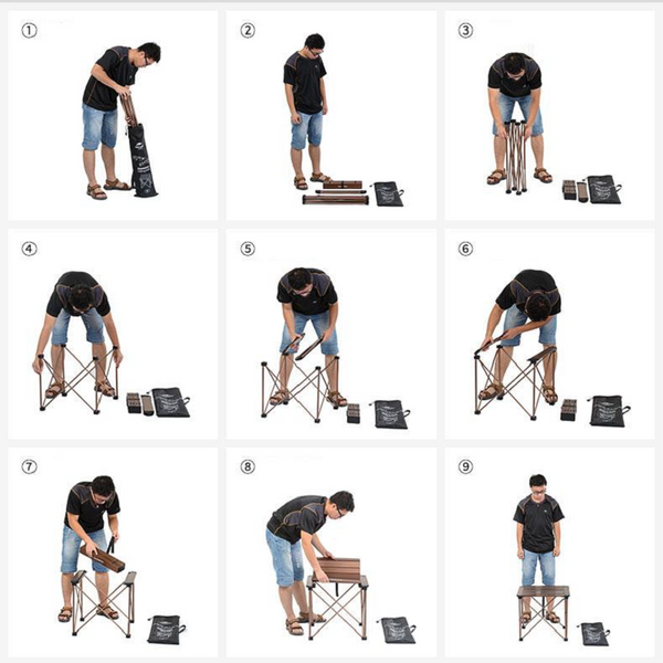 Champagne Naturehike Camping Hiking Picnic Aluminium Outdoor Folding Table Camping Furniture