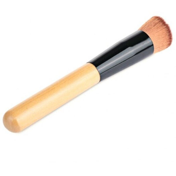 Cosmetic Makeup Foundation Powder Professional Wooden Handle Brush Brown