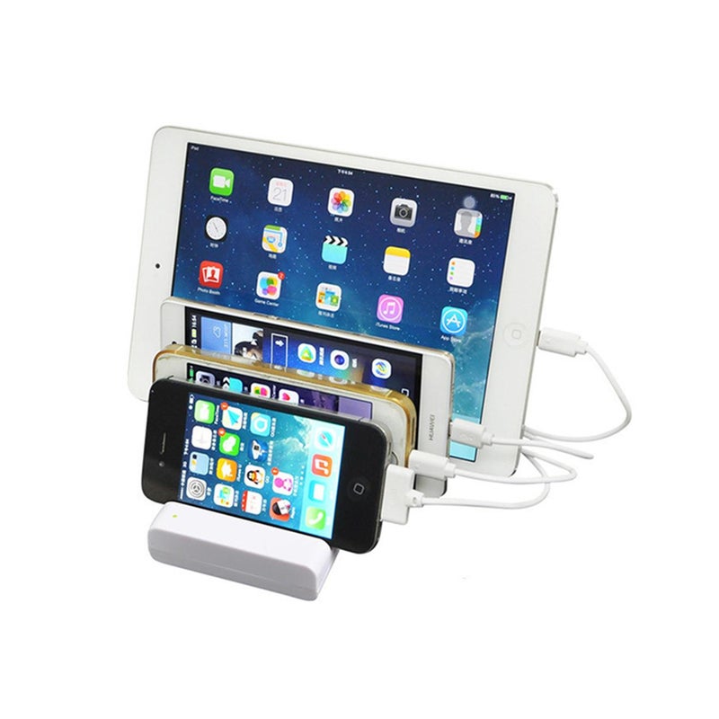 Universal 4 Port Usb Charging Bracket Base For Mobile Phones White Mounts & Holders