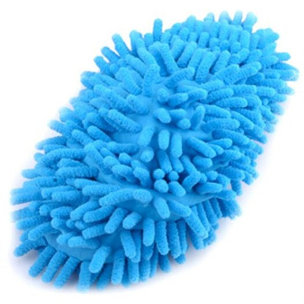 Chenille Mopping Slippers Quick Home Pair Floor Polishing Dusting Practical Cleaning Shoes Blue