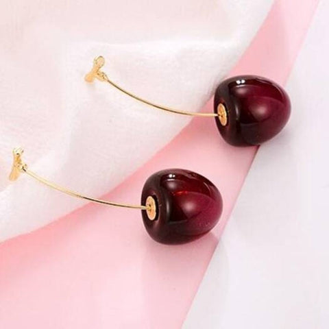 Cherry Earrings Sweet Girl Fun Fruit Plum Pie