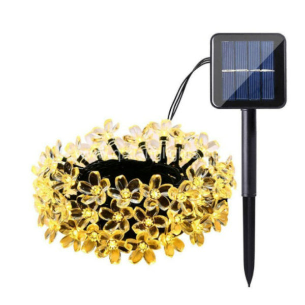 Outdoor 9.5M 50 Led Cherry Blossom Flower Solar Garden Decorations String Lights