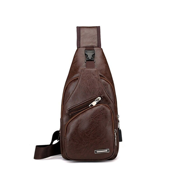 Messenger Bag Leather Men Chest Crossbody Shoulder Sling Bags