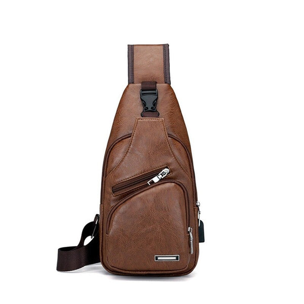 Messenger Bag Leather Men Chest Crossbody Shoulder Sling Bags