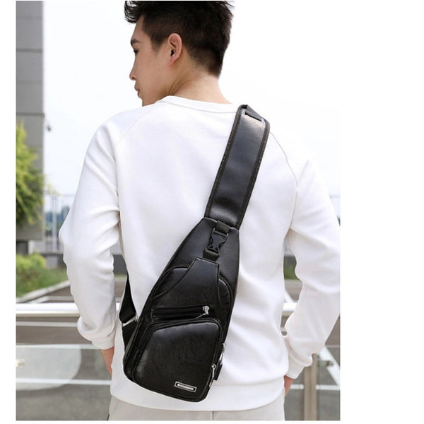 Messenger Bag Leather Men Chest Crossbody Shoulder Sling Bags