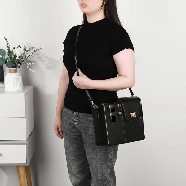 Chic Pu Leather Crossbody Bag With Tumbler Holder Multi Compartment Adjustable Strapdoes Not Include Thermos Cup(Black) Women's Bags & Handbags