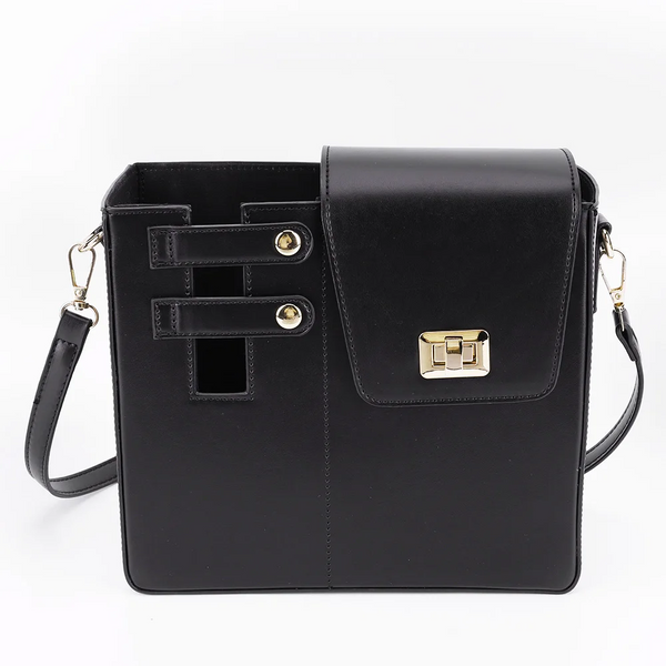 Chic Pu Leather Crossbody Bag With Tumbler Holder Multi Compartment Adjustable Strapdoes Not Include Thermos Cup(Black) Women's Bags & Handbags