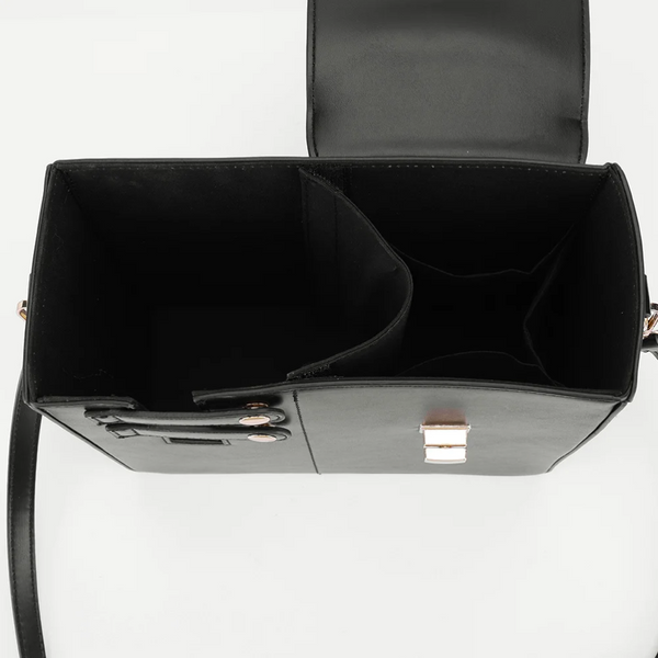 Chic Pu Leather Crossbody Bag With Tumbler Holder Multi Compartment Adjustable Strapdoes Not Include Thermos Cup(Black) Women's Bags & Handbags