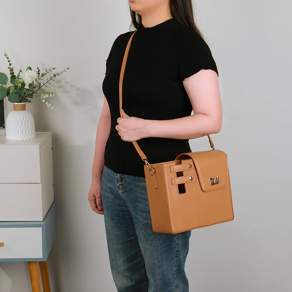 Chic Pu Leather Crossbody Bag With Tumbler Holder Multi Compartment Adjustable Strapdoes Not Include Thermos Cup(Brown) Women's Bags & Handbags