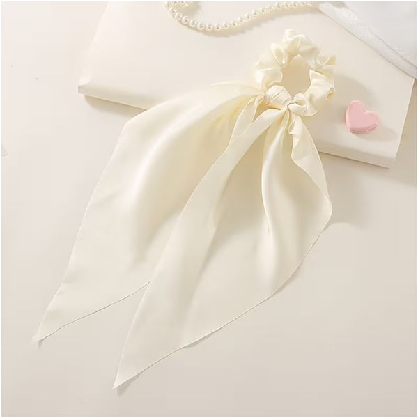 Chiffon Ponytail Scarf Bow Elastic Hair Rope Tie Scrunchies Ribbon Bands Black Hair Accessories