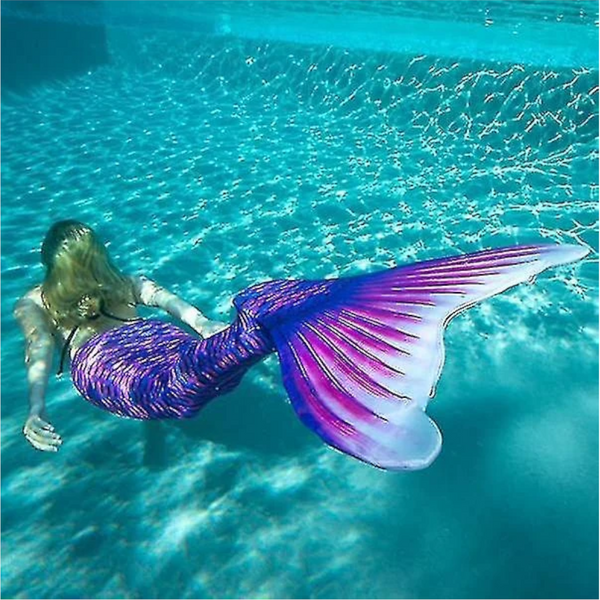 Children's Durable Mermaid Tail For Swimming Monofin Included Perfect Purple Adult Dress Up Costumes
