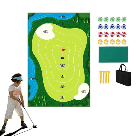 Chipping Golf Game Mat Set Practice Play Indoor Outdoor Games Equip Putting Greens & Aids