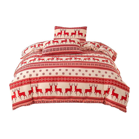 2Pcs/3Pcs Christmas Bedding Set Double Queen Size Quilt Cover Pillowcases Xmas Trees Elk Duvet Printed Decor