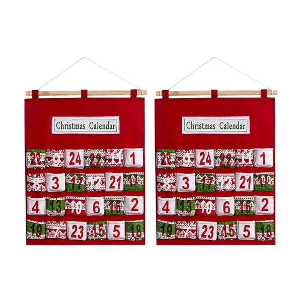 Christmas Advent Calendar Candy Bag Wall Hanging Storage Sack Xmas Decor With 24 Pockets