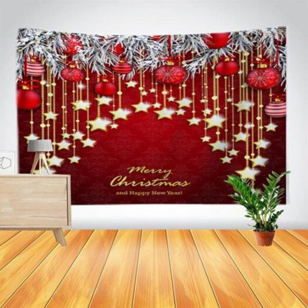 Christmas Ball And Star Print Wall Decor Tapestry Red W79 Inch L59
