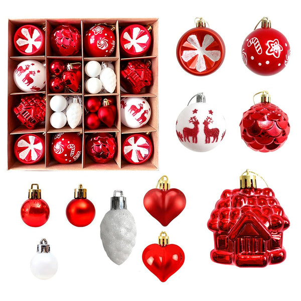 Christmas Ball Ornaments Tree Decoration Box Gift Glittering Seasonal Decorations