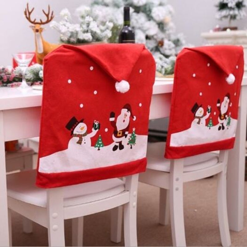 Christmas Cover Santa Claus Chair Set Holiday Decorations