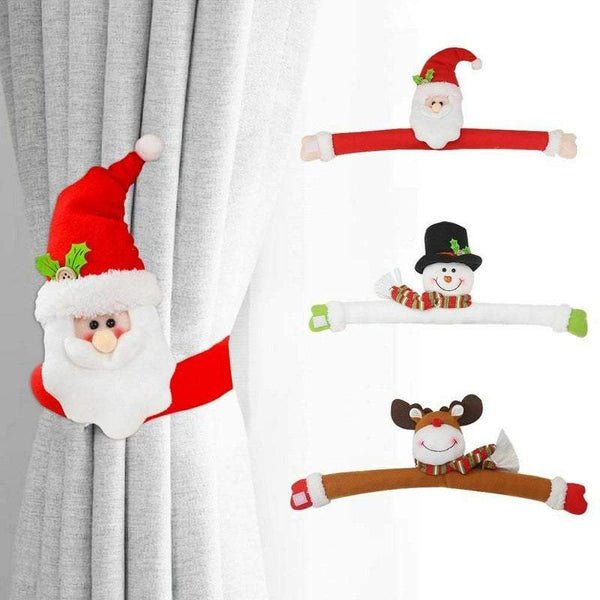 Christmas Curtain Buckle Party Home Decoration Cute Santa Claus Snowman