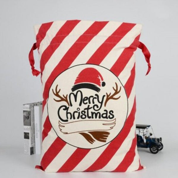 Christmas Decoration Bag Cotton Canvas Elk Gift Candy Bags Multi A