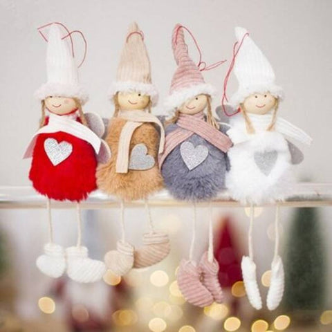 Christmas Decoration Angel Cute Plush Doll 4Pcs Multi