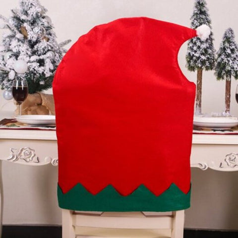 Christmas Decoration Non Woven Elf Big Hat Chair Cover Red
