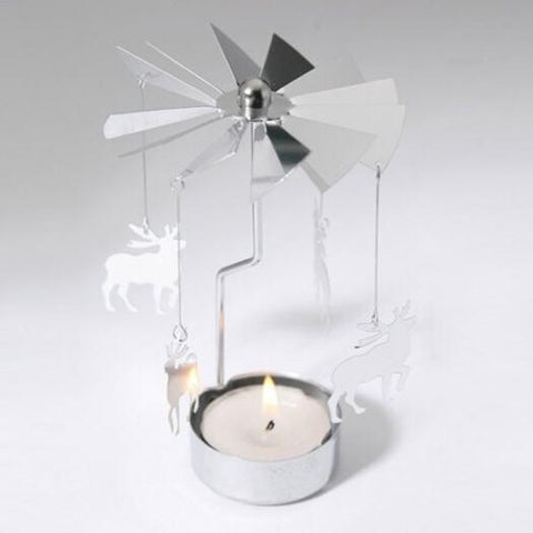 Candle Holders Christmas Deer European Retro Rotating Windmill Style