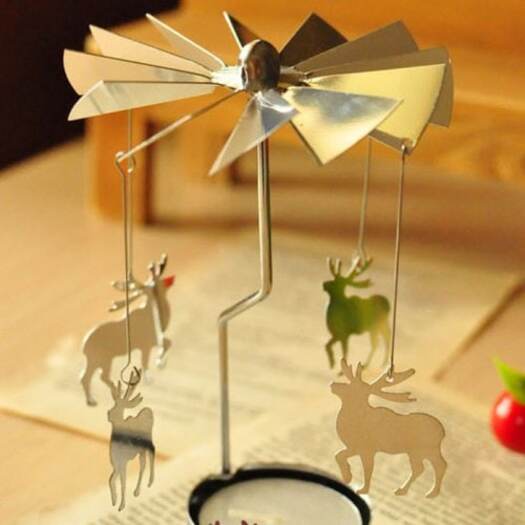 Candle Holders Christmas Deer Retro Rotating Windmill Style Candle Holders & Accessories