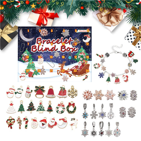 Christmas Diy Bracelet Jewelry Making Kit 24 Days Advent Calendar Charm Seasonal Decorations
