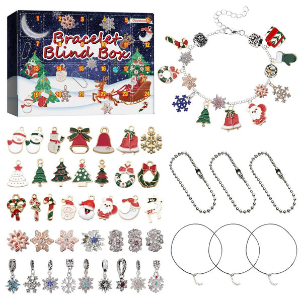 Christmas Diy Bracelet Jewelry Making Kit 24 Days Advent Calendar Charm Seasonal Decorations