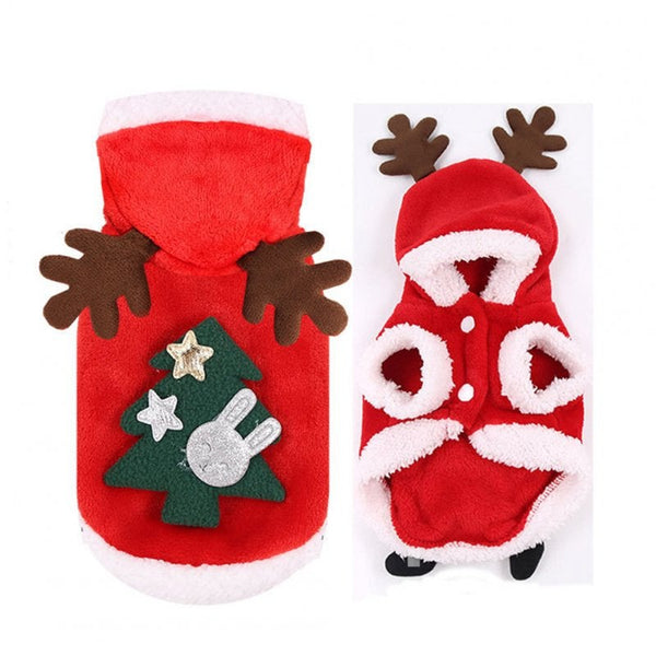 Pet Christmas Winter Clothes Cosplay Costume Hoodie Jacket Cute Cat Puppy Outfit