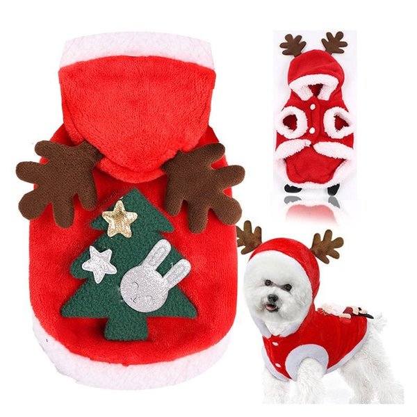 Pet Christmas Winter Clothes Cosplay Costume Hoodie Jacket Cute Cat Puppy Outfit Dog Costumes