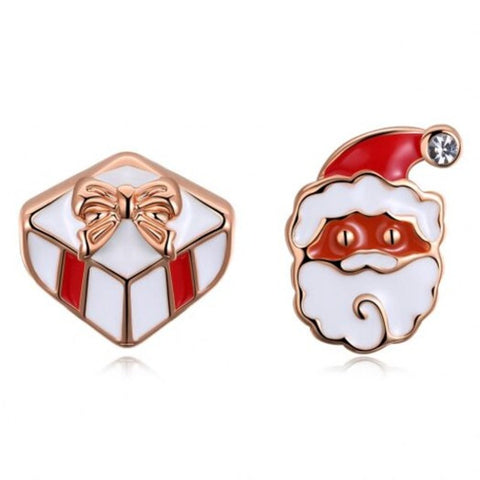 Christmas Drops Oil Santa Claus Gift Earrings Plated In Rose Gold