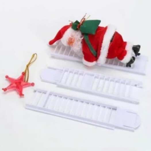 Christmas Decorations Gift Electric Ladder Santa Claus Party Music Toy Without Battery