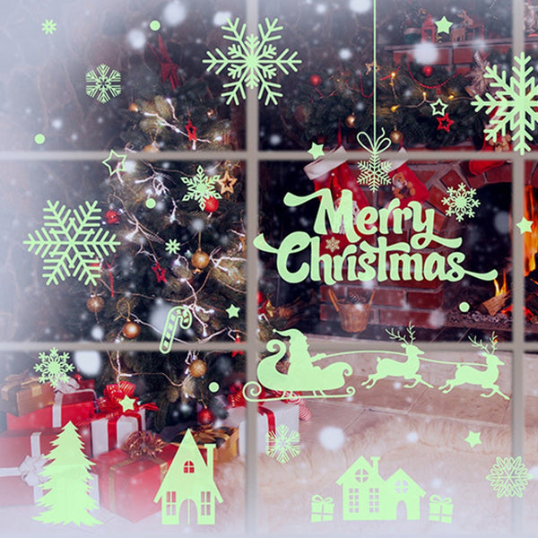 Christmas Glow In The Dark Window Decoration Stickers Seasonal Decorations