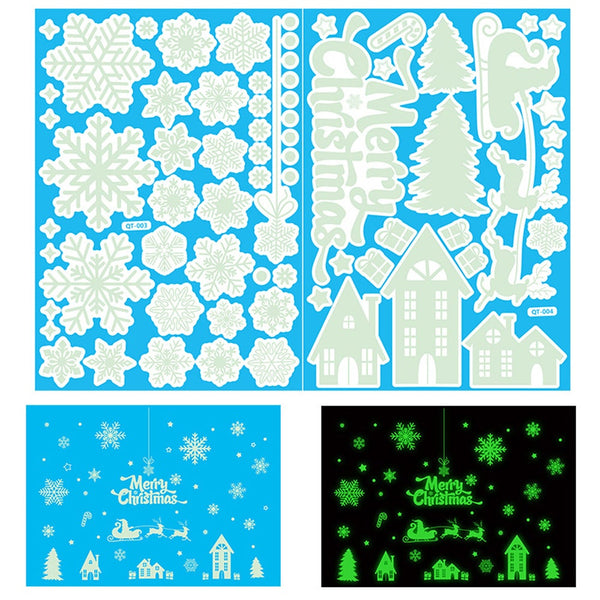 Christmas Glow In The Dark Window Decoration Stickers Seasonal Decorations