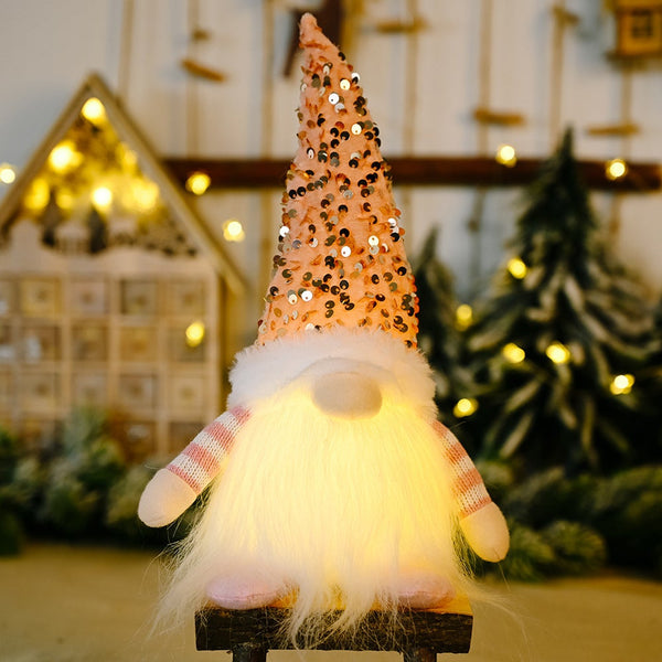 Christmas Gnome Santa Light With Bling Hat Party Decor Home Table Decoration