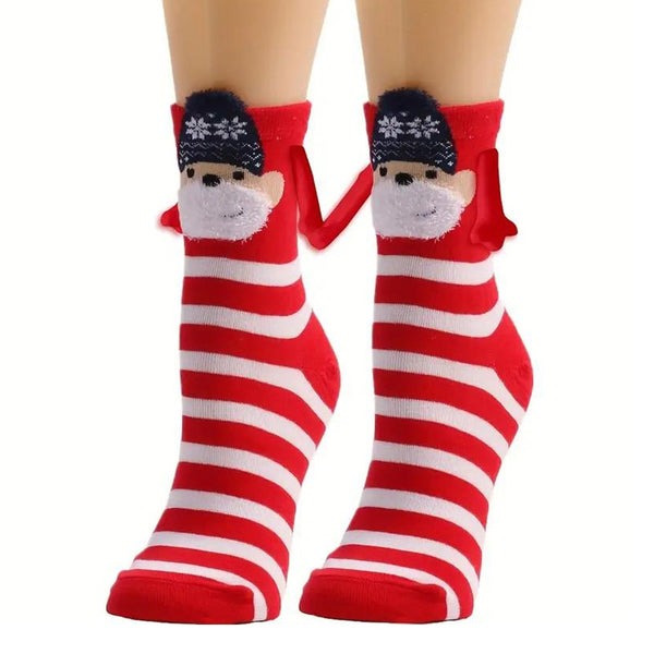Christmas Hands Holding Magnetic Couples Besties Festive Socks