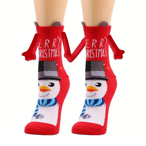 Christmas Hands Holding Magnetic Couples Besties Festive Socks