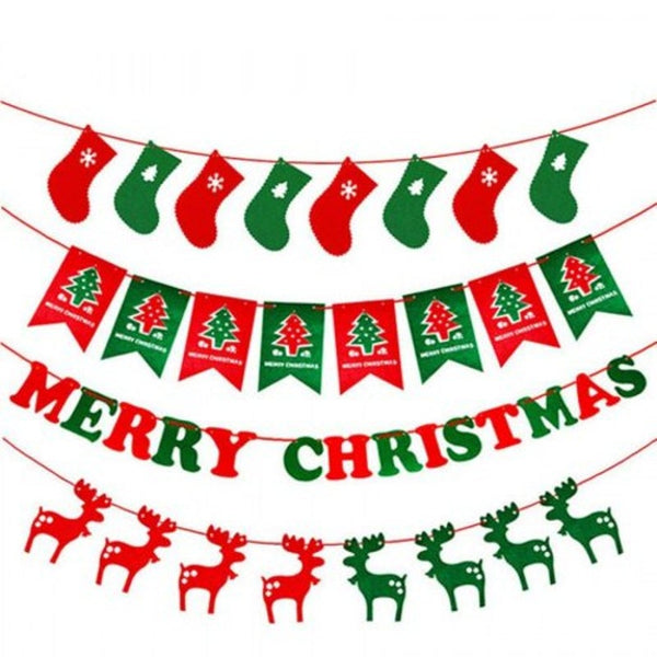 Christmas Hanging Decorations Pull Flags Merry Xmas Deer Tree Letter Socks Decoracion G Seasonal Decorations
