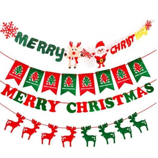 Christmas Hanging Decorations Pull Flags Merry Xmas Deer Tree Letter Socks Decoracion G Seasonal Decorations